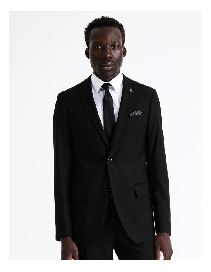 Tailored Twill Suit Jacket In Black - Image 2