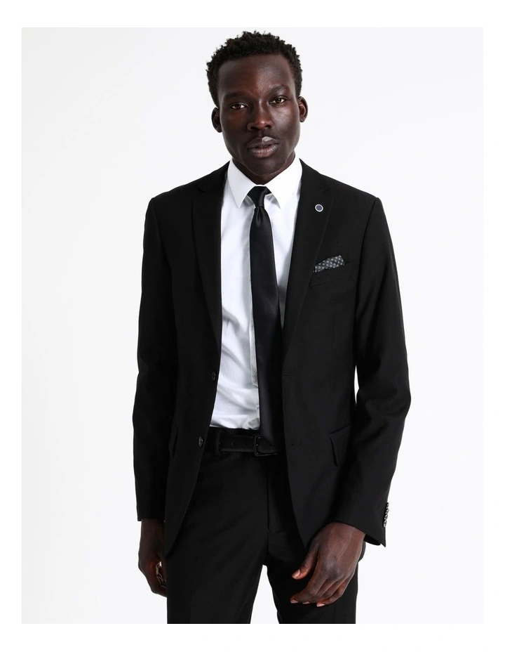 Tailored Twill Suit Jacket In Black - Image 4