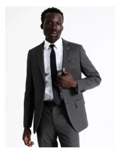 Tailored Birdseye Suit Jacket In Charcoal