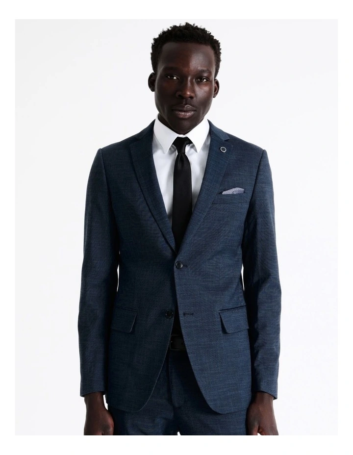 Tailored Sharkskin Suit Jacket In Blue - Image 4