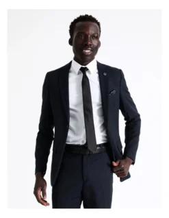 Slim Birdseye Suit Jacket In Navy