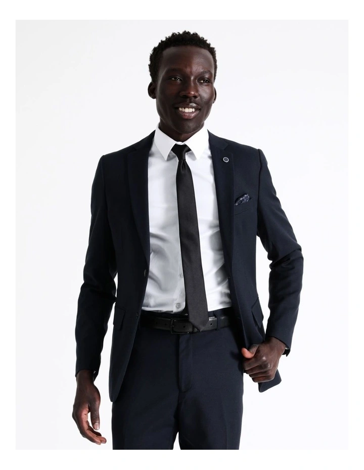 Slim Birdseye Suit Jacket In Navy