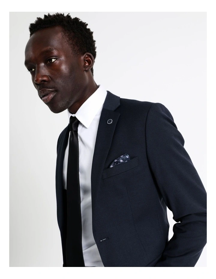 Slim Birdseye Suit Jacket In Navy - Image 2