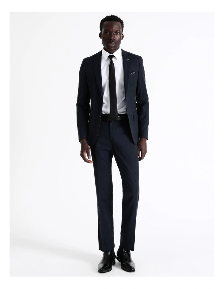 Slim Birdseye Suit Jacket In Navy - Image 5
