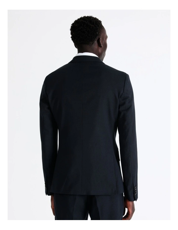 Slim Birdseye Suit Jacket In Navy - Image 6