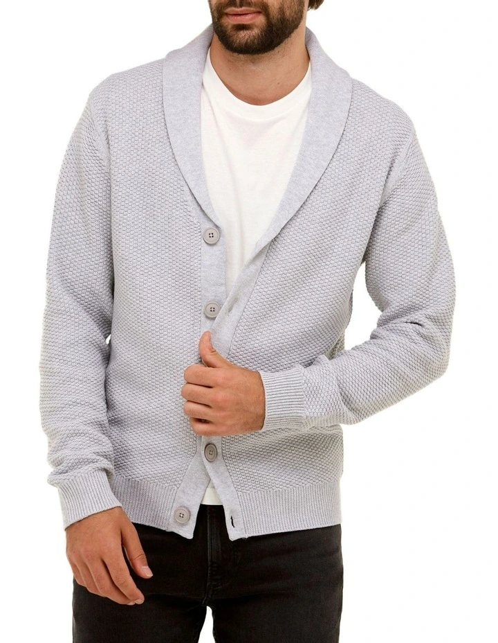 Brooksfield Shawl Collar Cardigan In Grey