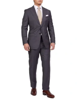 Dun Full Canvas Stripe Suit CHARCOAL REG