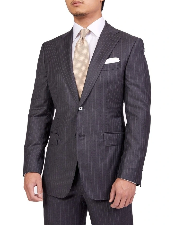 Dun Full Canvas Stripe Suit CHARCOAL REG - Image 2