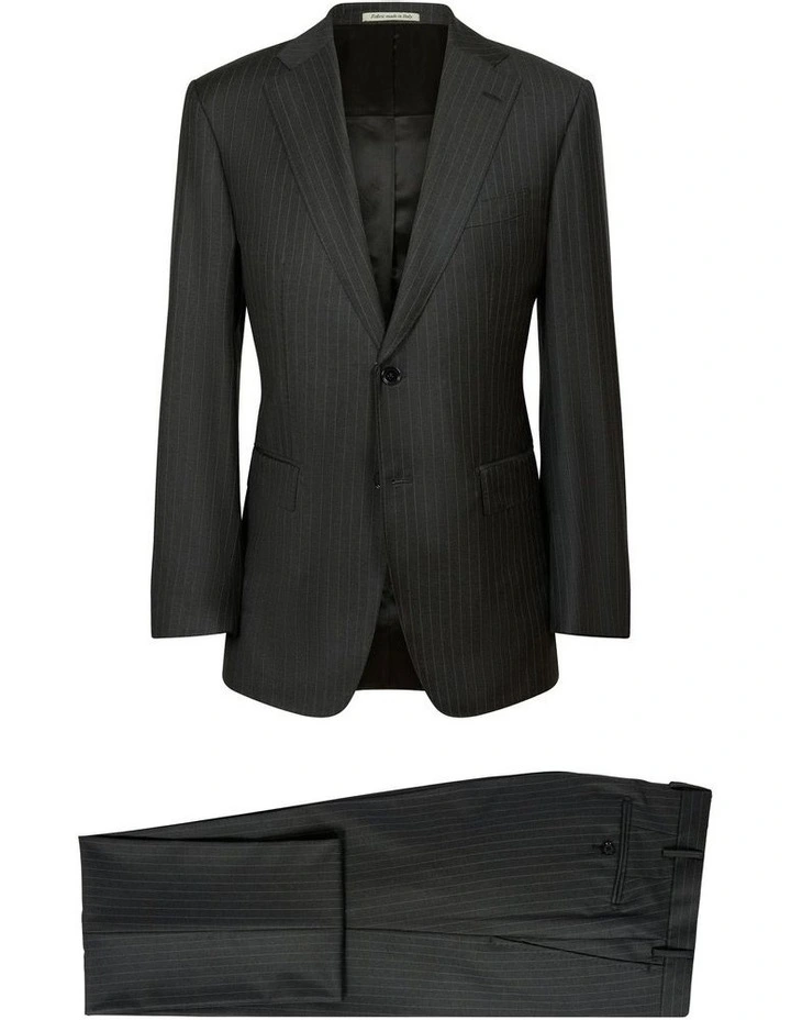 Dun Full Canvas Stripe Suit CHARCOAL REG - Image 7