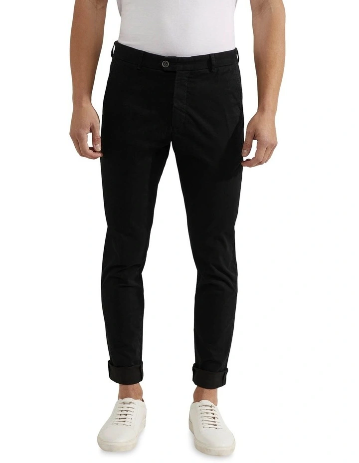 Oxford Stretch Organic Cotton Skinny Fit Chinos In Black