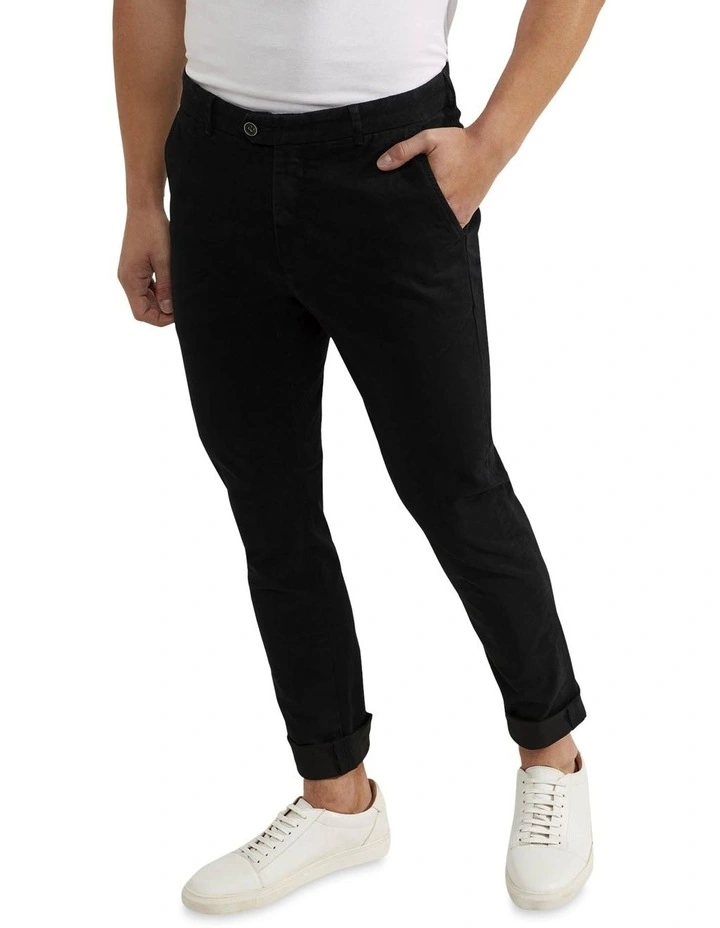 Oxford Stretch Organic Cotton Skinny Fit Chinos In Black - Image 4
