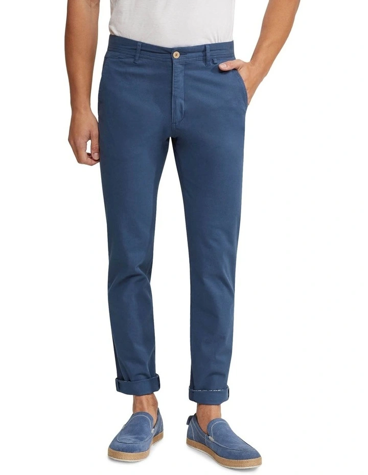 Oxford Danny Casual Organic Cotton Chinos In Blue