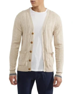 Oxford Rusty Cable Cardigan In Beige