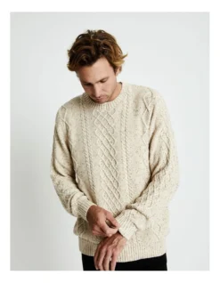 Steve McQueen Cable Knit Jumper In Oatmeal