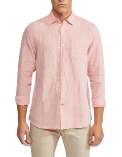 Oxford Holloway Pure Linen Shirt In Orange