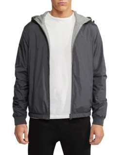 Oxford Reversible Bomber Jacket In Charcoal/Grey