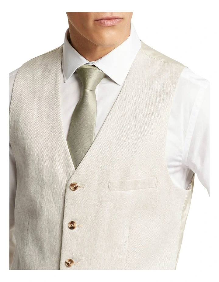 Oxford Linen Vest In Natural - Image 4