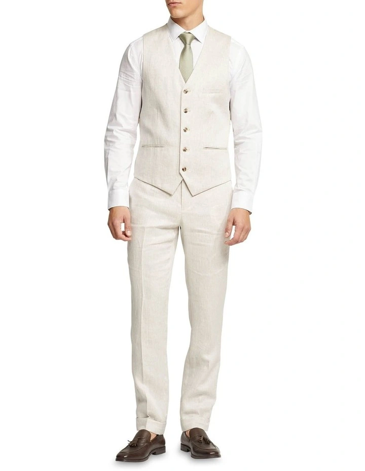 Oxford Linen Vest In Natural - Image 5