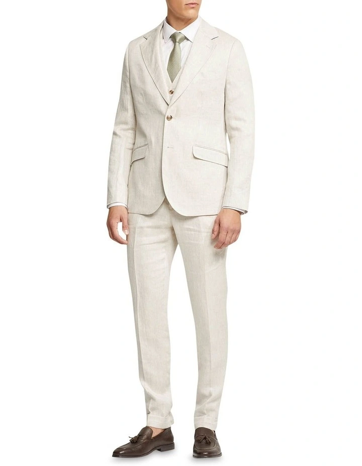 Oxford Linen Vest In Natural - Image 7