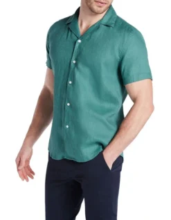 Francis Linen Shirt In Zucchini