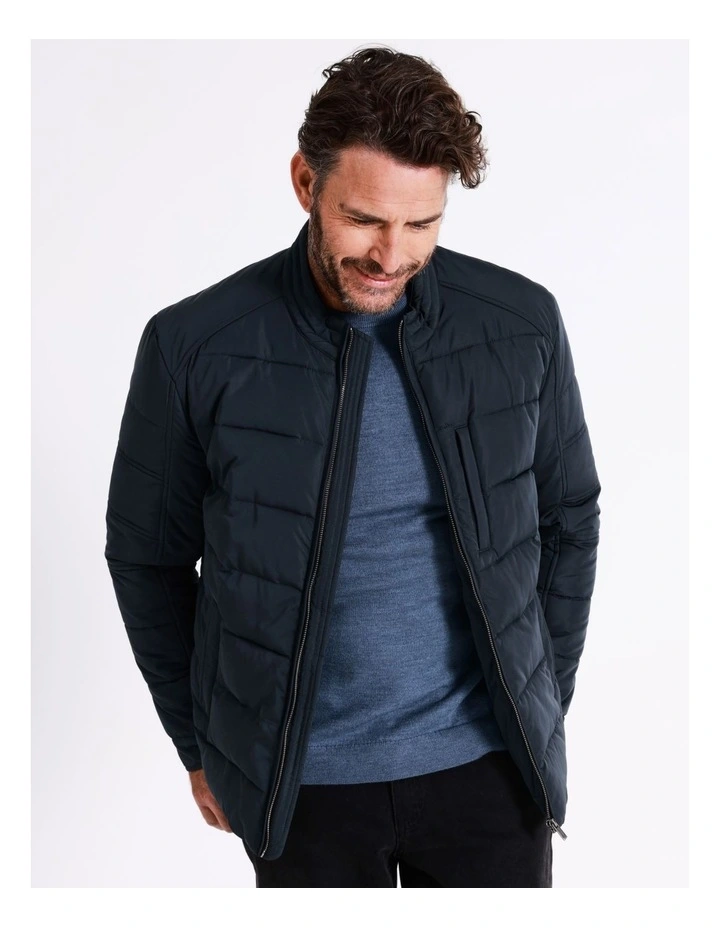 Bunbury Puffer Jacket In Navy - Image 3