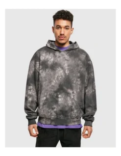URBAN CLASSICS Tie Dyed Hoody In Black