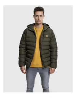 URBAN CLASSICS Hooded Bubble Jacket In Green