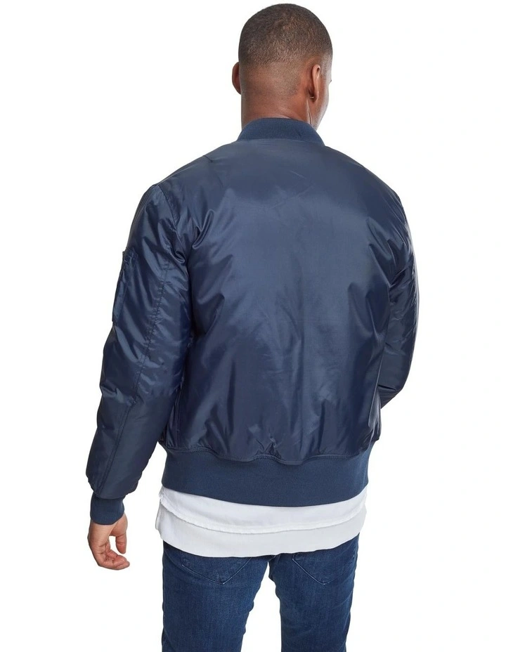 URBAN CLASSICS Tech Bomber Jacket In Navy - Image 2