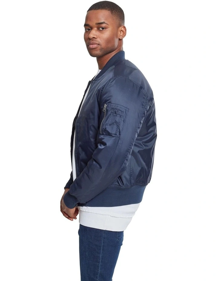 URBAN CLASSICS Tech Bomber Jacket In Navy - Image 3