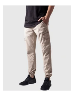 URBAN CLASSICS Washed Cargo Twill Jogging Pants In Sand