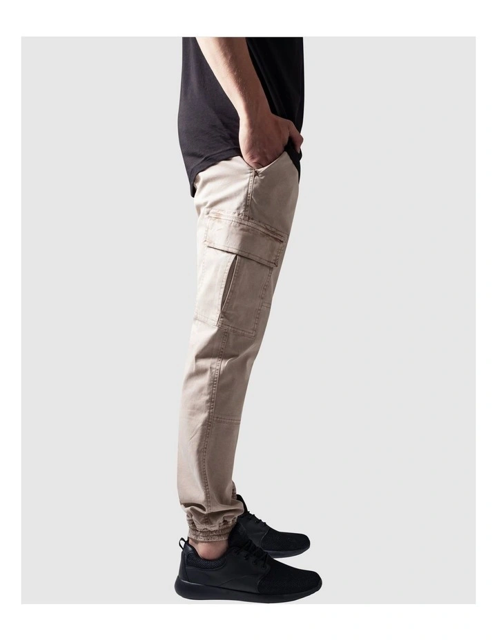 URBAN CLASSICS Washed Cargo Twill Jogging Pants In Sand - Image 4