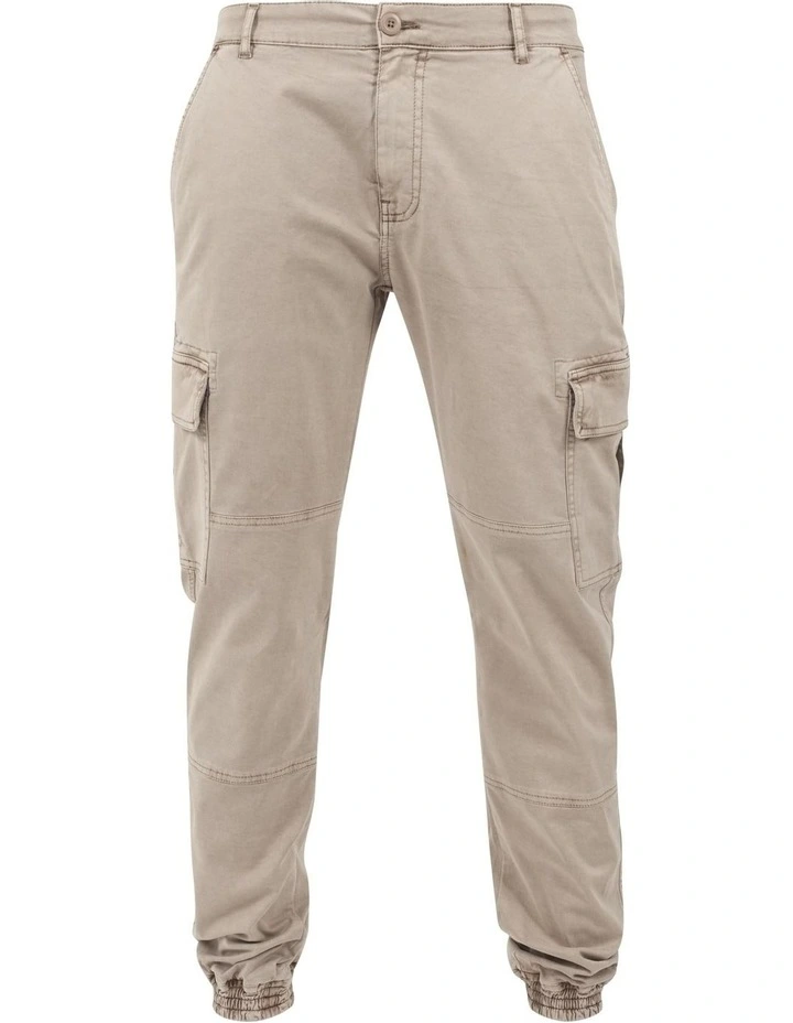 URBAN CLASSICS Washed Cargo Twill Jogging Pants In Sand - Image 5