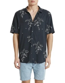 Become Relaxed Short Sleeve Shirt In Black/White Print