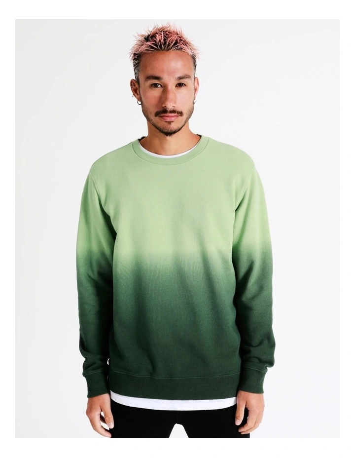 Draco Dip Dye All Gender Crew Sweat In Green