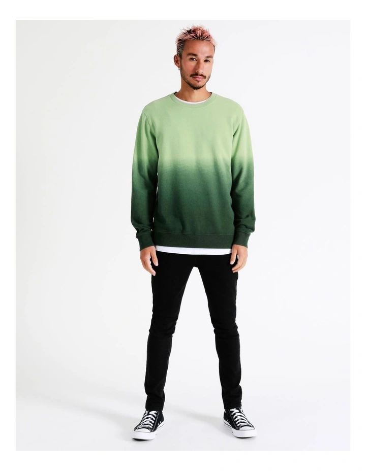 Draco Dip Dye All Gender Crew Sweat In Green - Image 3