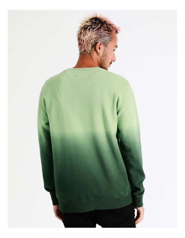Draco Dip Dye All Gender Crew Sweat In Green - Image 4