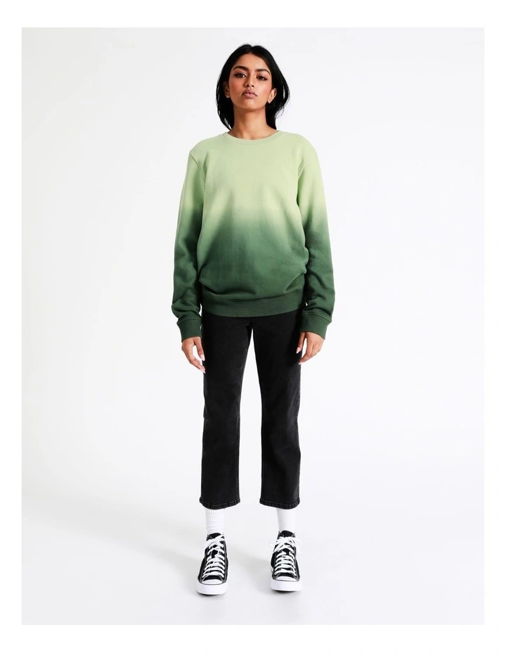 Draco Dip Dye All Gender Crew Sweat In Green - Image 6