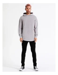 Apollo Acid Wash Scoop Hem Hooded Pullover In Purple