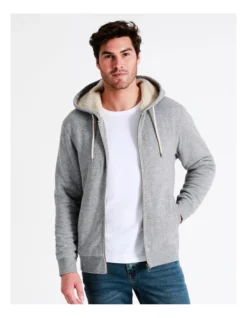 Seth Sherpa Hoodie In Grey