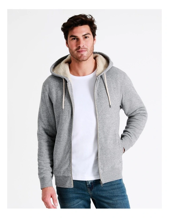 Seth Sherpa Hoodie In Grey
