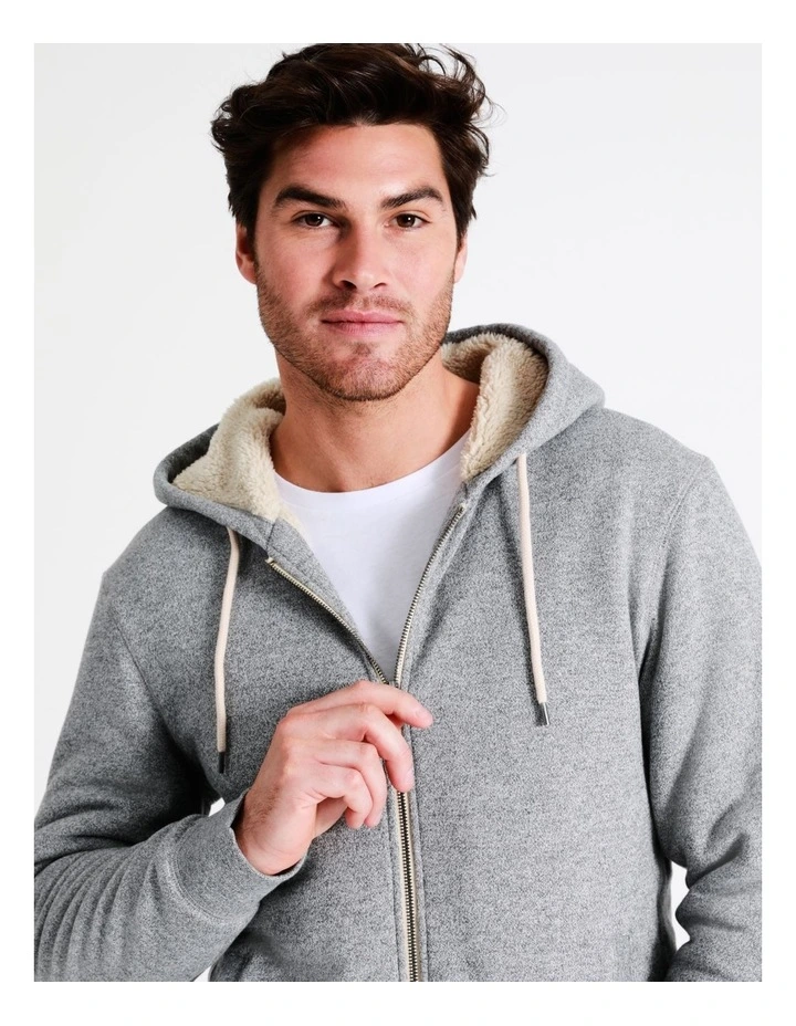 Seth Sherpa Hoodie In Grey - Image 3