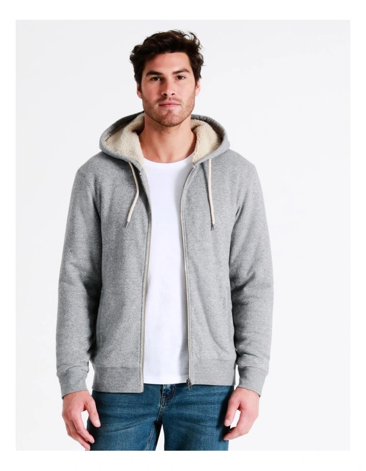 Seth Sherpa Hoodie In Grey - Image 5