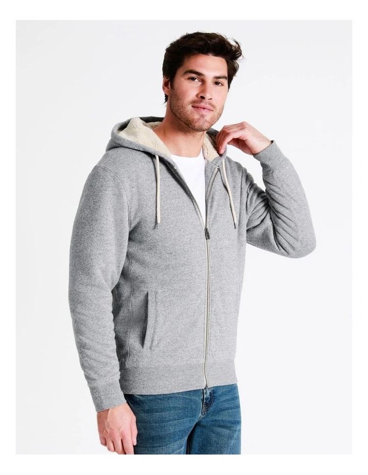 Seth Sherpa Hoodie In Grey - Image 7