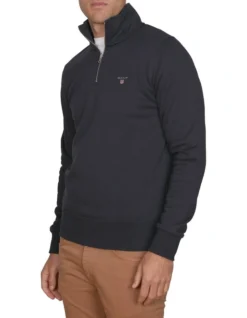 Gant Original Half Zip Cardigan In Evening Blue