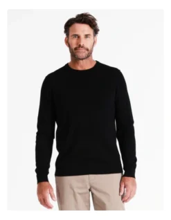 Australian Merino Crew Neck Knit In Black