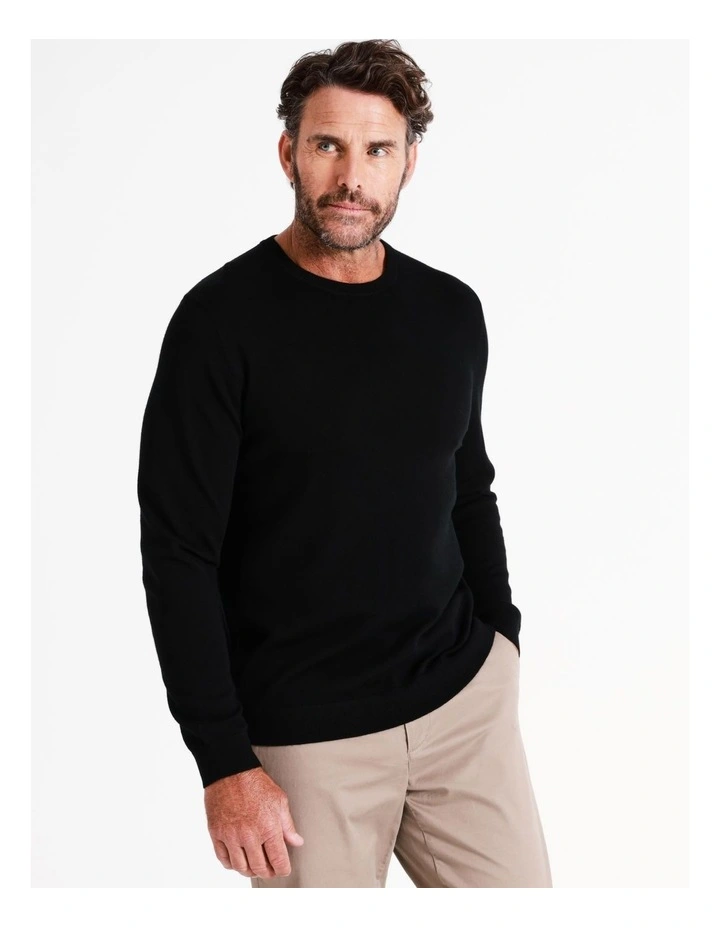 Australian Merino Crew Neck Knit In Black - Image 3