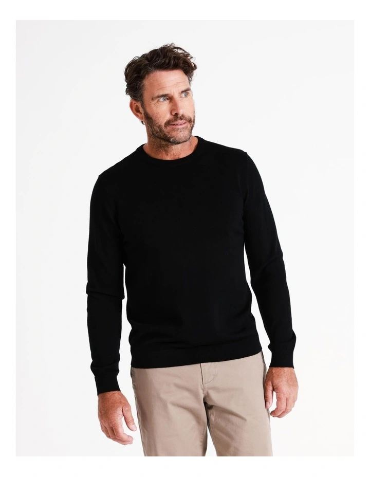 Australian Merino Crew Neck Knit In Black - Image 4
