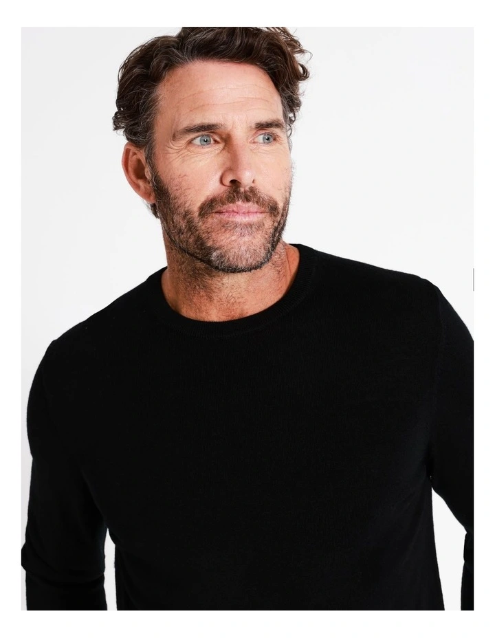 Australian Merino Crew Neck Knit In Black - Image 6