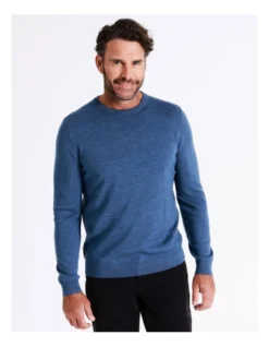 Australian Merino Crew Neck Knit In Blue