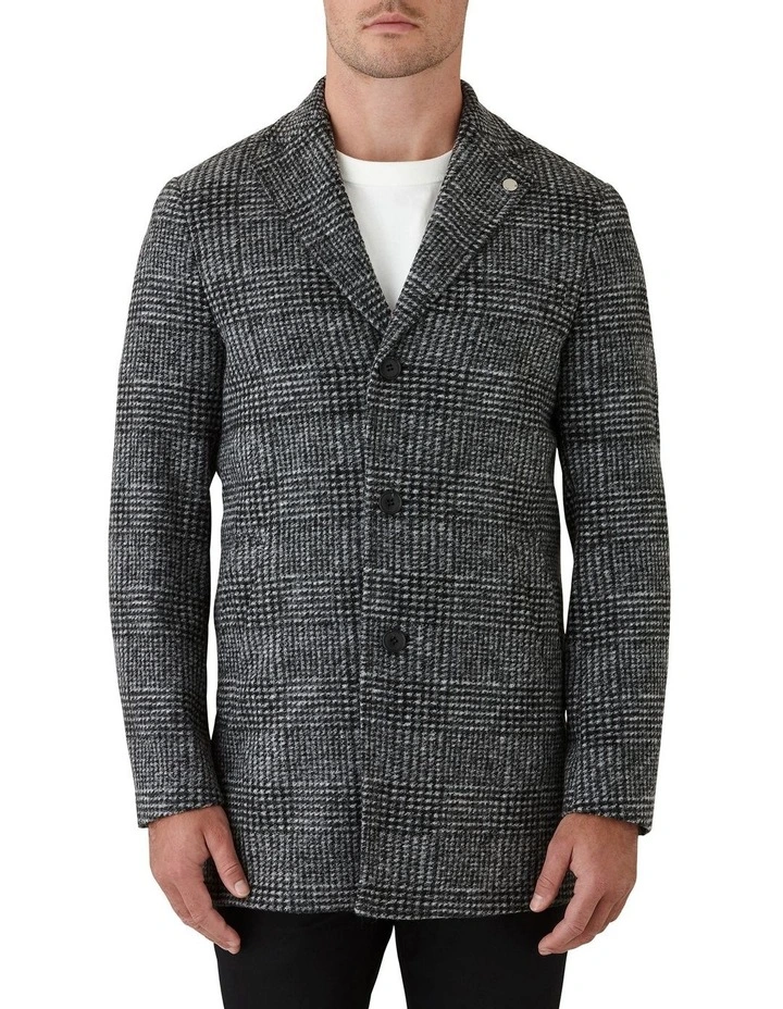 Gibson Mercury Slim Fit Overcoat In Black/White